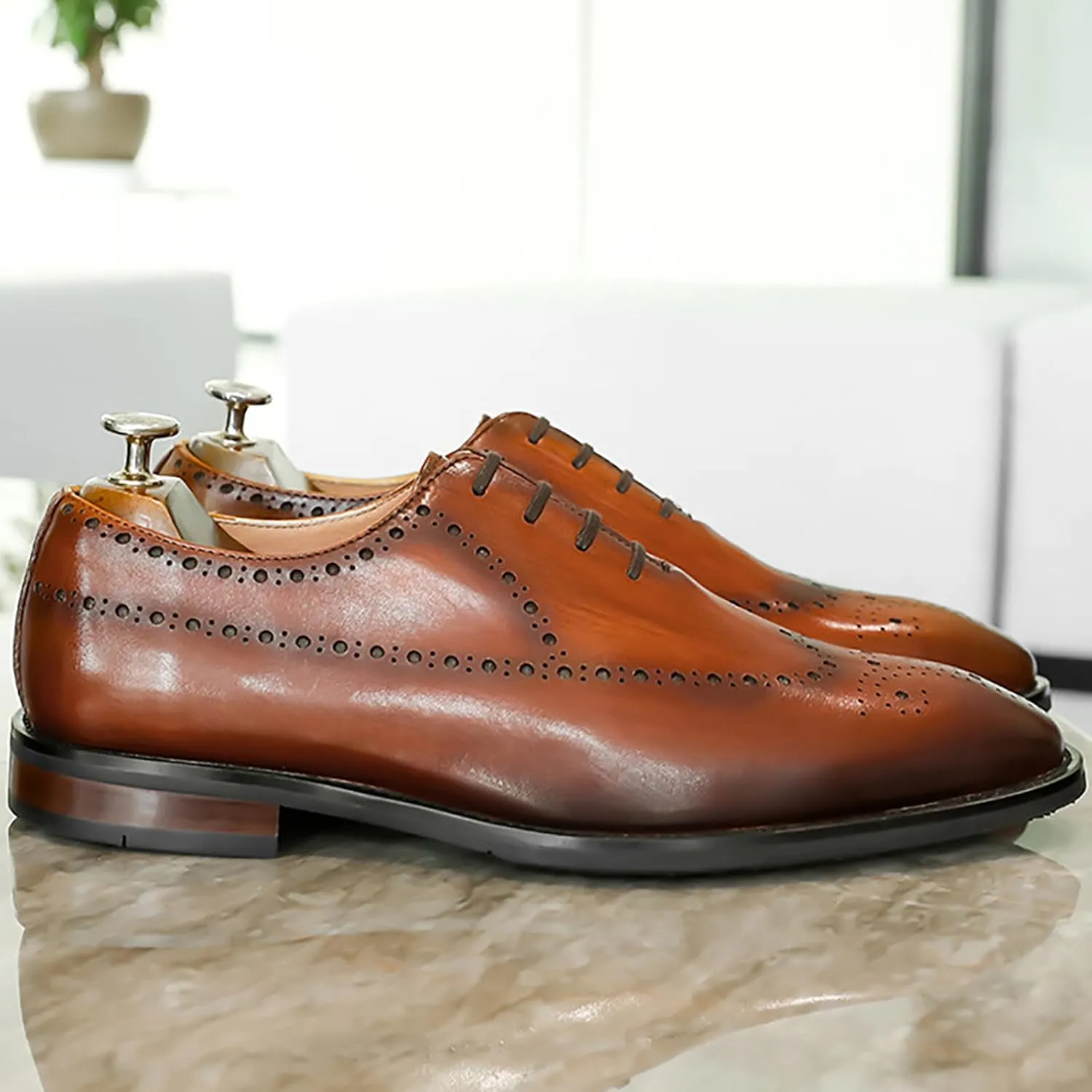 Men Formal Leather Lace Up Derby Lightweight Office Work Business Dress Wedding Brogues Oxford Shoes,Brown-40