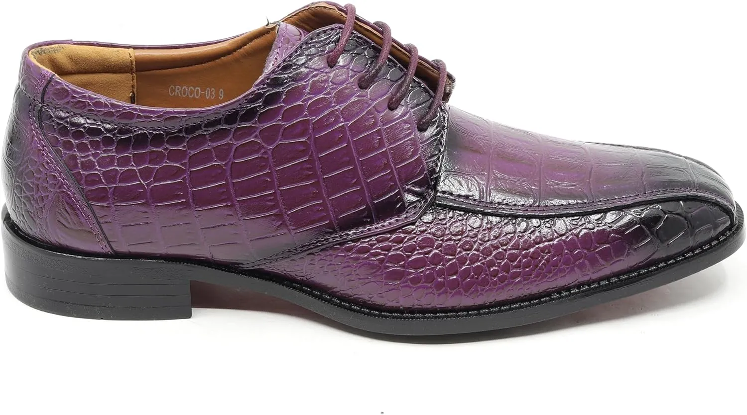 Men's Alligator Crocodile Print Oxford Fashion Lace Up Dress Shoe croco-03