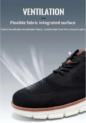 Mens Breeze Comfortable Oxfords Lace - Up Lightweight Breathable Upper Urban Dress Mesh Sneakers Extra Wide Business Casual Walking