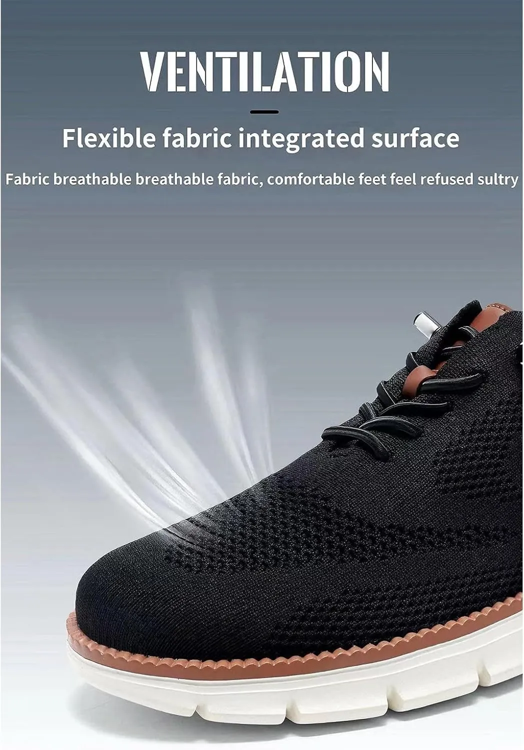 Mens Breeze Comfortable Oxfords Lace - Up Lightweight Breathable Upper Urban Dress Mesh Sneakers Extra Wide Business Casual Walking