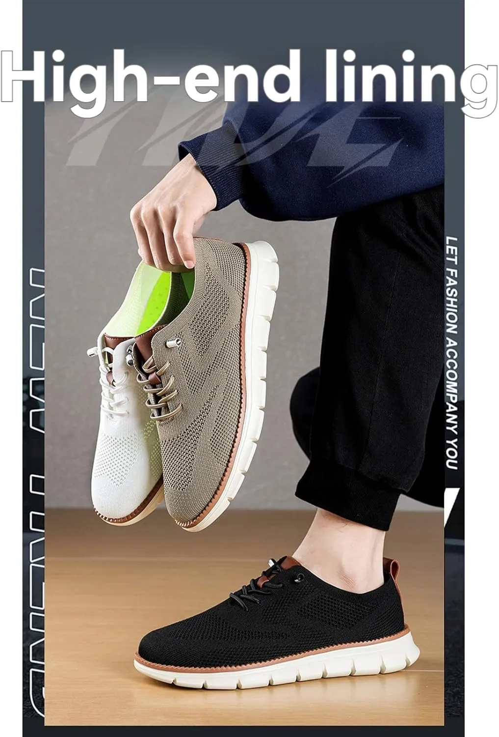 Mens Breeze Comfortable Oxfords Lace - Up Lightweight Breathable Upper Urban Dress Mesh Sneakers Extra Wide Business Casual Walking
