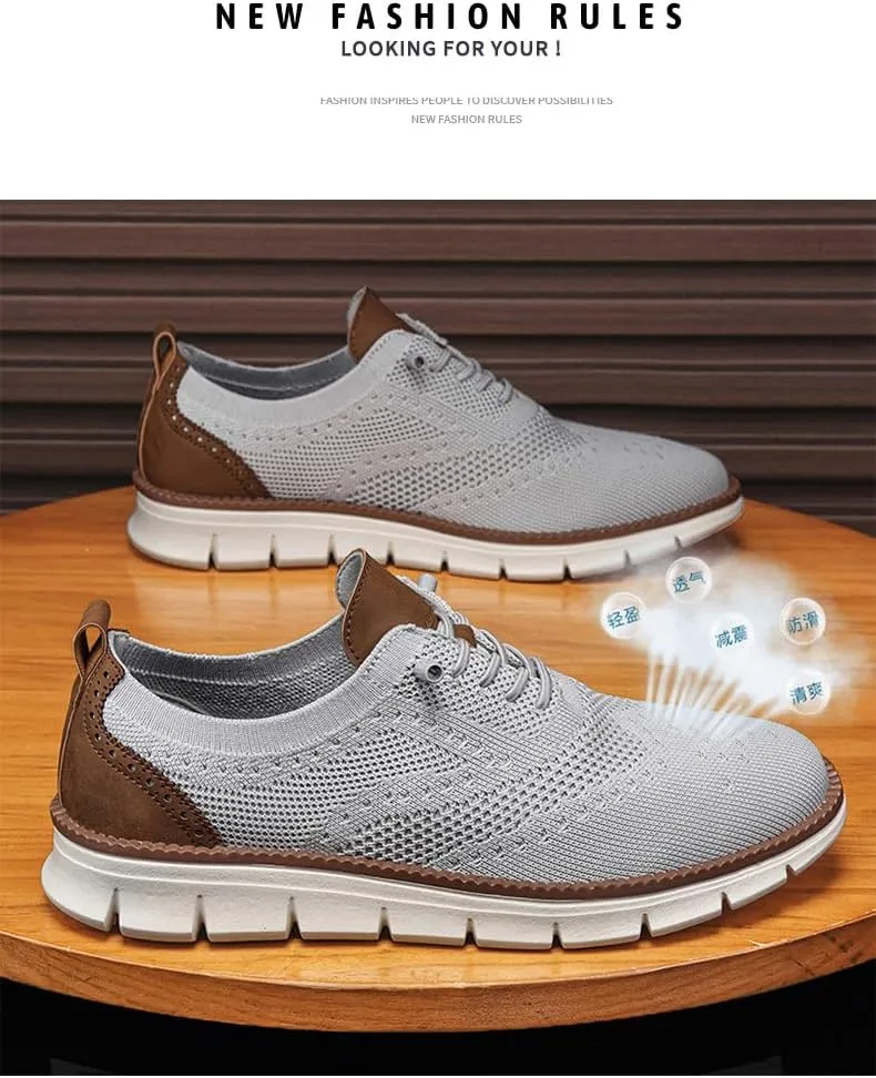 Mens Breeze Oxfords Lace Up Lightweight Comfortable Dress Mesh Sneakers Extra Wide Business Casual Walking Urban