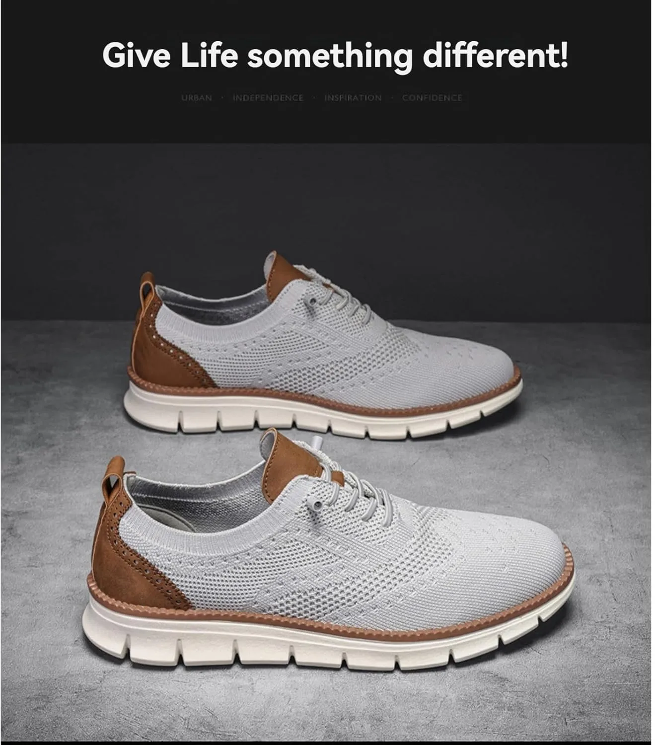 Mens Breeze Oxfords Lace Up Lightweight Comfortable Dress Mesh Sneakers Extra Wide Business Casual Walking Urban