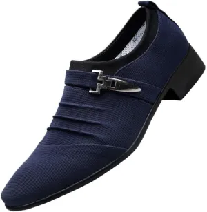 Men's Brogue Oxfords Shoes Slip On Pointed Toe Derbys Classic Formal Business Shoes Comfort Hand Stitched Business Formal Derby Shoes