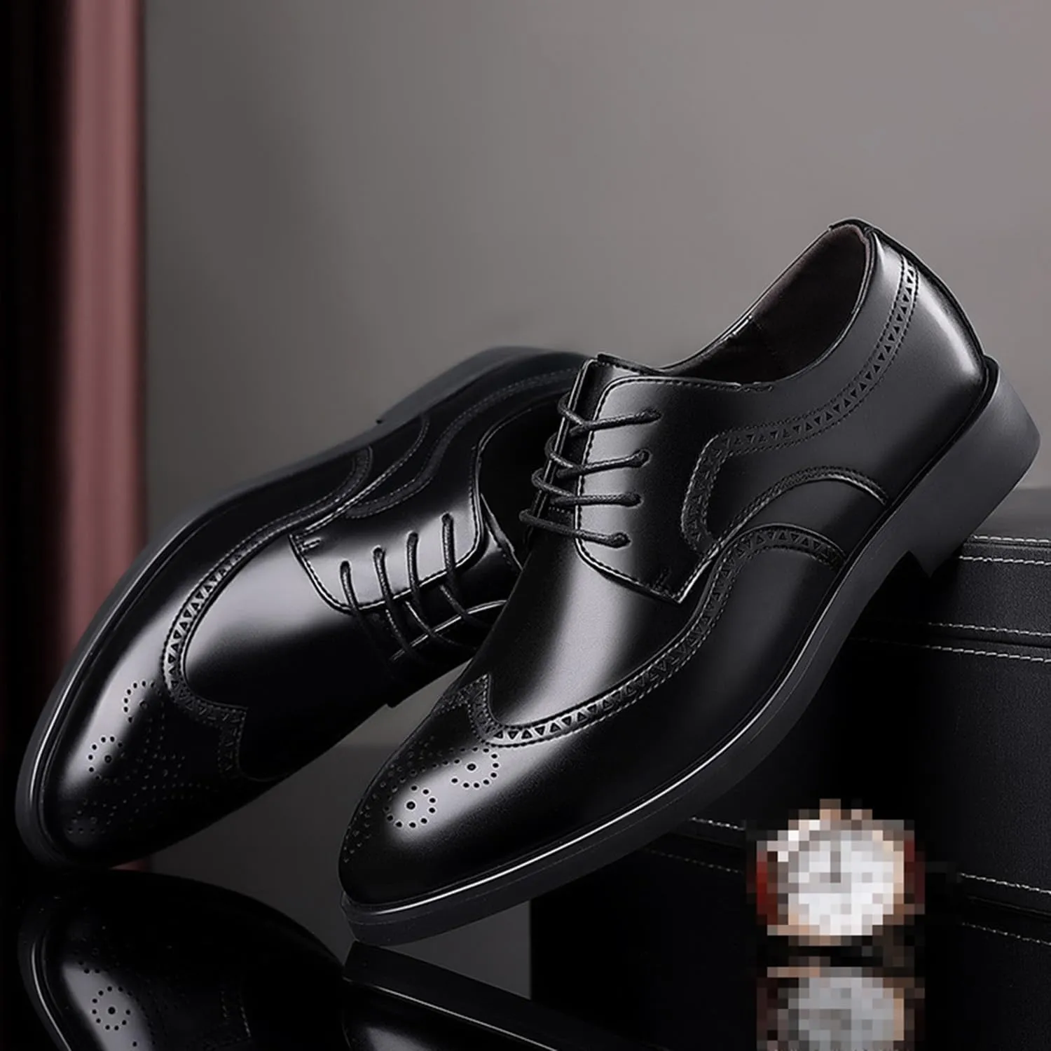 Mens Brogues Classic Oxfords Dress Shoes Formal Business Comfy Breathable Brogues Derby Lace Up Shoes for Men