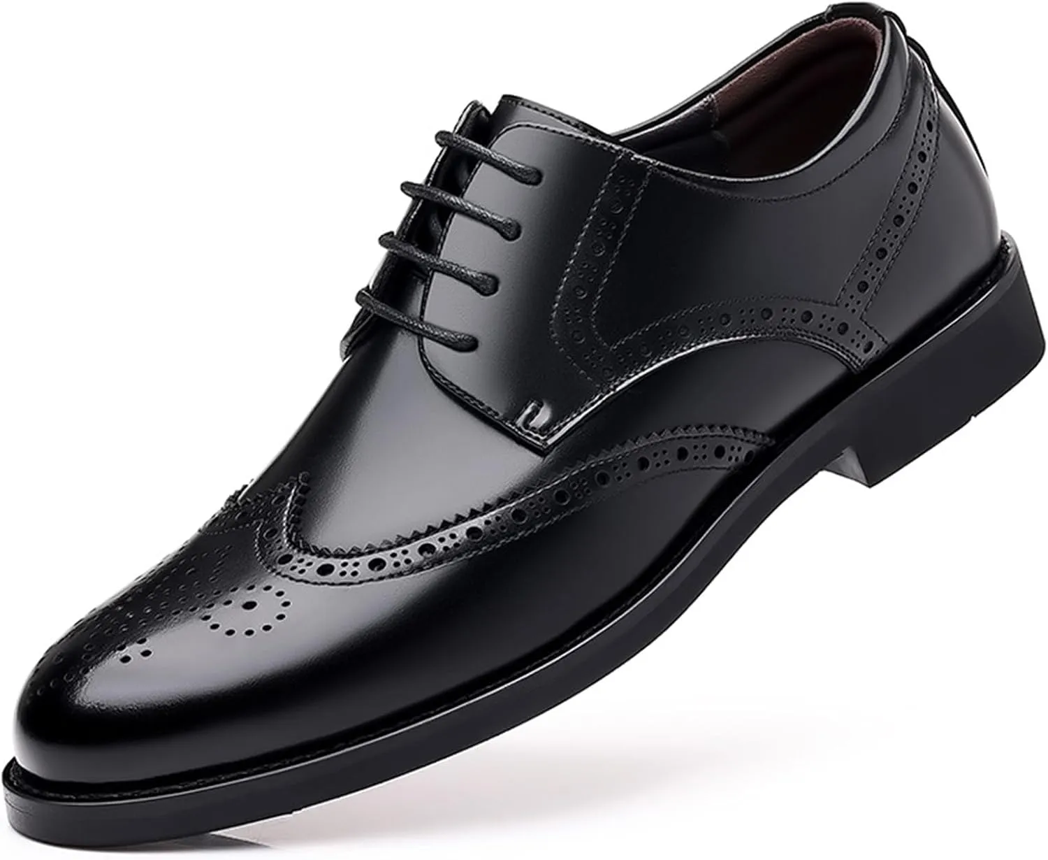 Mens Brogues Classic Oxfords Dress Shoes Formal Business Comfy Breathable Brogues Derby Lace Up Shoes for Men