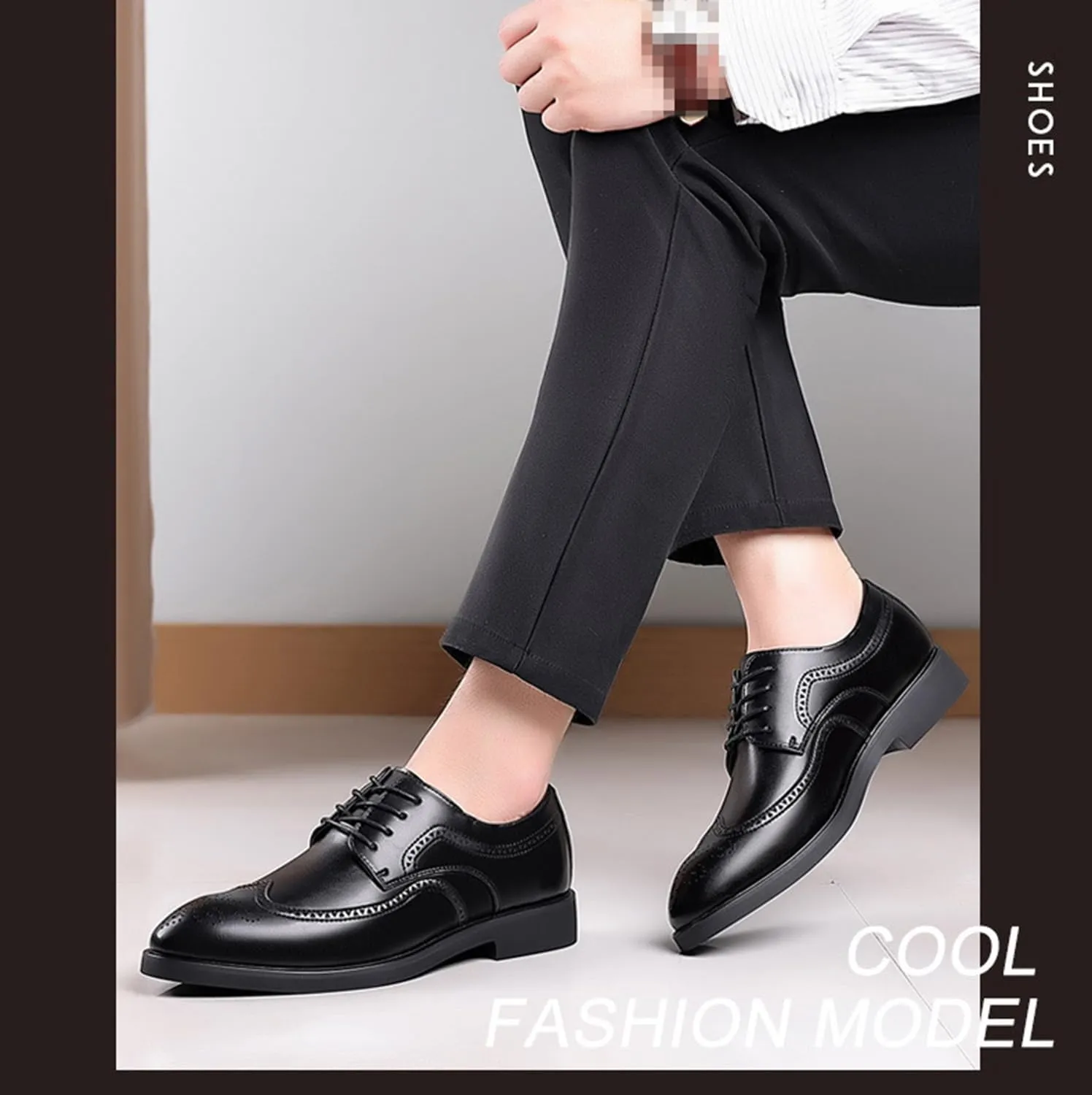 Mens Brogues Classic Oxfords Dress Shoes Formal Business Comfy Breathable Brogues Derby Lace Up Shoes for Men