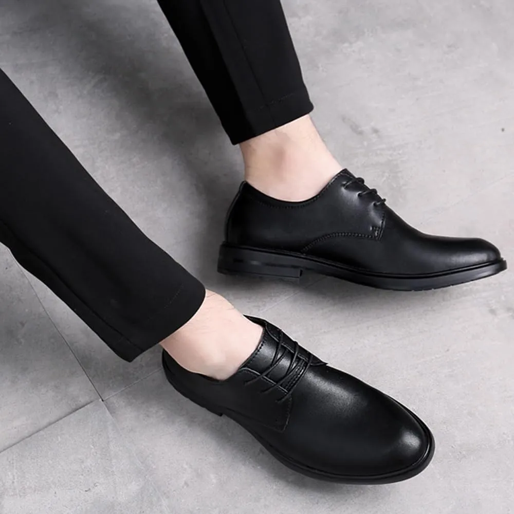 Men's Business Oxford Shoes Casual Leather Derby Shoes Modern Fashion Pointed Toe Lace Up Wedding Office Work Tuxedo Derby Shoes