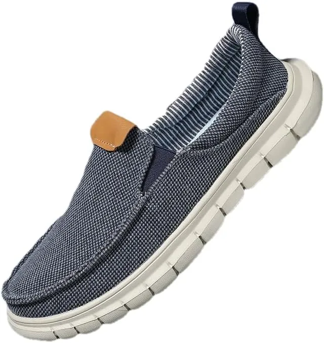 Men's Canvas Slip on Casual Loafers Flat Sneakers Walking Boat Shoes