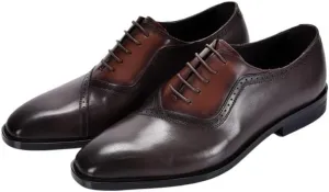 Men's Cap Toe Breathable Lining Lace-ups Derby Shoes Lightweight Non-Slip Rubber Soft Sole Business Comfortable Leather Upper Dress Wedding Shoes