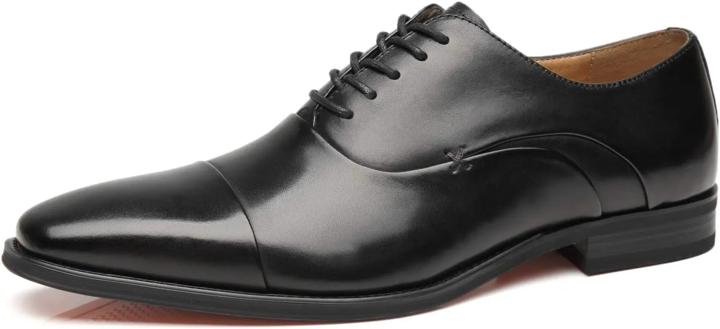Mens Cap Toe Oxford Leather Lace Up Classic Comfortable Modern Formal Business Dress Shoes for Men