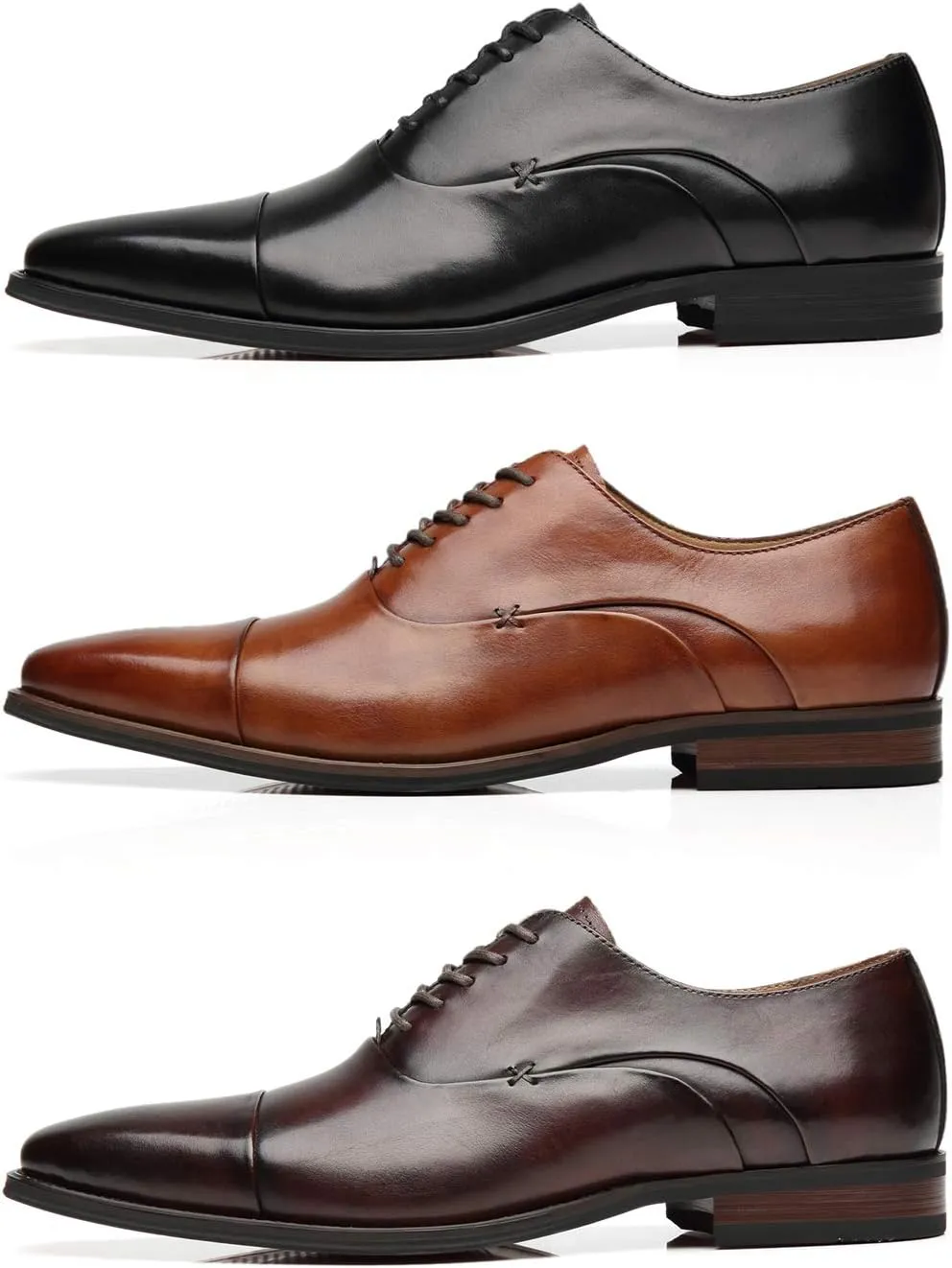 Mens Cap Toe Oxford Leather Lace Up Classic Comfortable Modern Formal Business Dress Shoes for Men