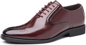 Men's Casual Business Oxford Shoes Classic Comfortable Pointed Toe Shiny Leather Dress Shoes Wedding Office Tuxedo Shoes for Men