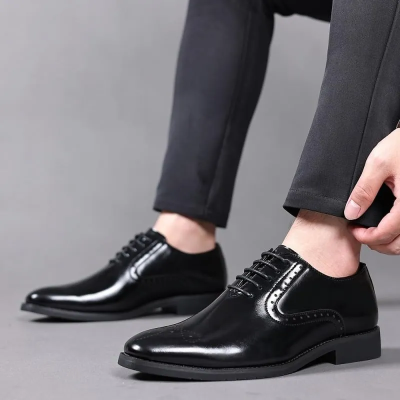 Men's Casual Business Oxford Shoes Classic Comfortable Pointed Toe Shiny Leather Dress Shoes Wedding Office Tuxedo Shoes for Men