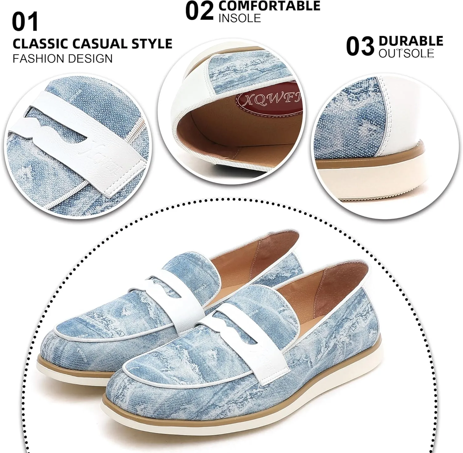 Men's Casual Loafers & Slip On Shoes Daily Commuting Comfortable Canvas Shoes Lightweight Non-Slip Walking Penny Shoes for Men
