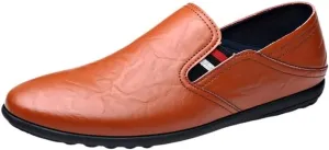 Men's Casual Loafers Flat-Heeled Round-Toed Rubber Shoes Soft-Soled Comfortable Breathable Slip-on Shoes for Men