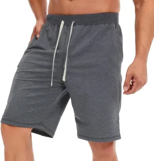 Mens Casual Shorts for Summer Beach Elastic Waist Drawstring Breathable Workout Short Pants Walking Exercise Trunks