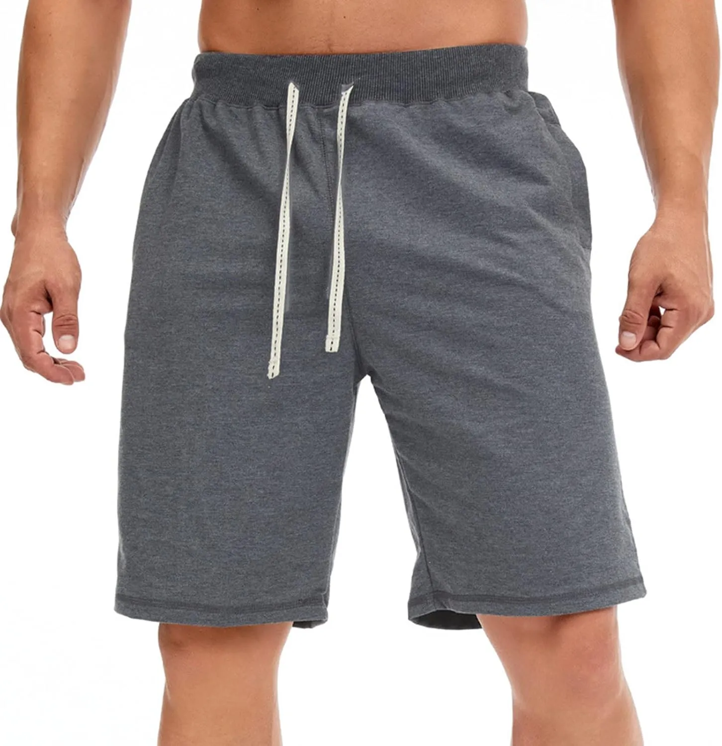 Mens Casual Shorts for Summer Beach Elastic Waist Drawstring Breathable Workout Short Pants Walking Exercise Trunks