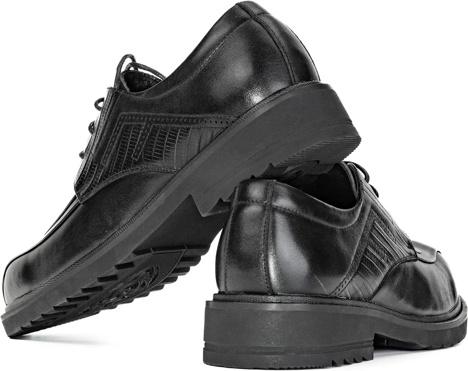 Men’s Classic Black Leather Derby Dress Shoes – Formal Oxford-Style Lace-Up with Non-Slip Rubber Sole, Business Office Wedding Shoes for Daily Wear Comfort