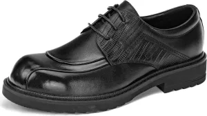Men’s Classic Black Leather Derby Dress Shoes – Formal Oxford-Style Lace-Up with Non-Slip Rubber Sole, Business Office Wedding Shoes for Daily Wear Comfort