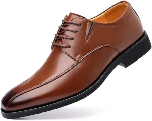 Men's Classic Derby Oxford Dress Shoes, Leather Lace-up (Brown, Adult, Men, 7.5, Digital, US Shoe System, M (Medium))