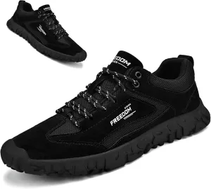 Men's Classic Outdoor Low-Top Suede Drawstring Sneakers,Summer Breathable Mesh Non-Slip Lightweight Casual Slip-on Sports Trail Shoes for Hiking & Walking