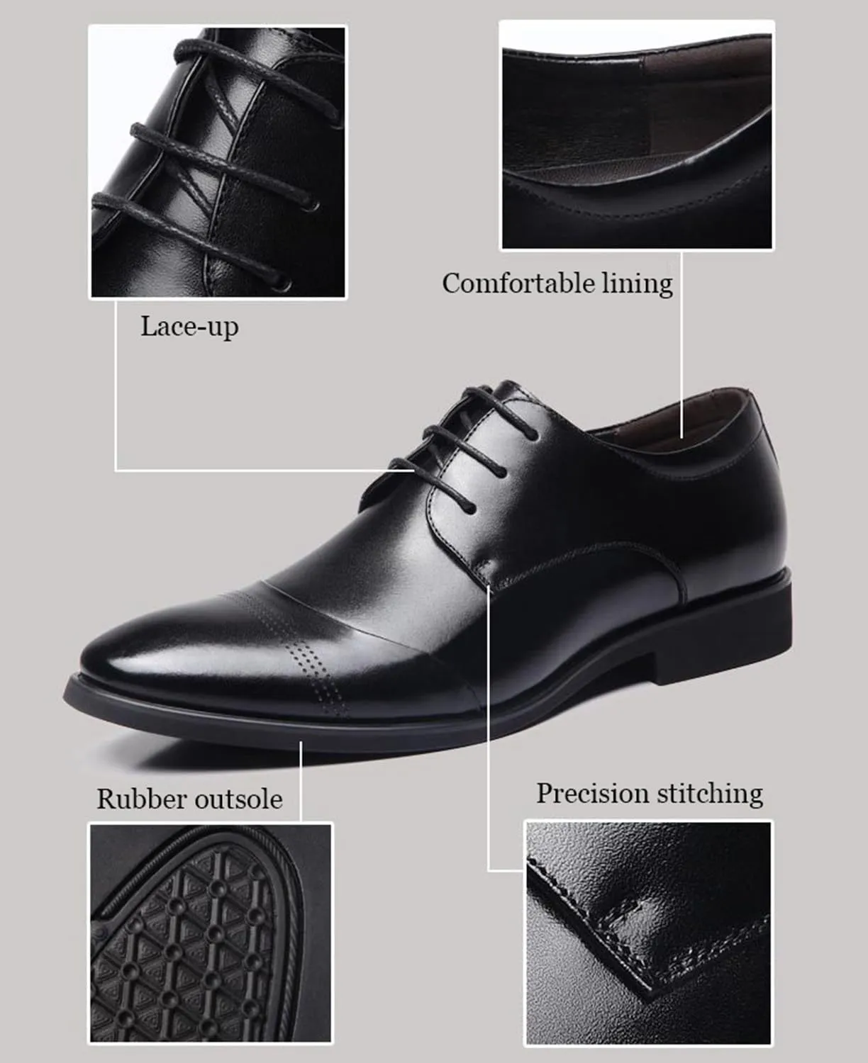 Mens Classic Oxfords Dress Shoes Formal Business Non-Slip Brogues Derby Lace Up Shoes for Men