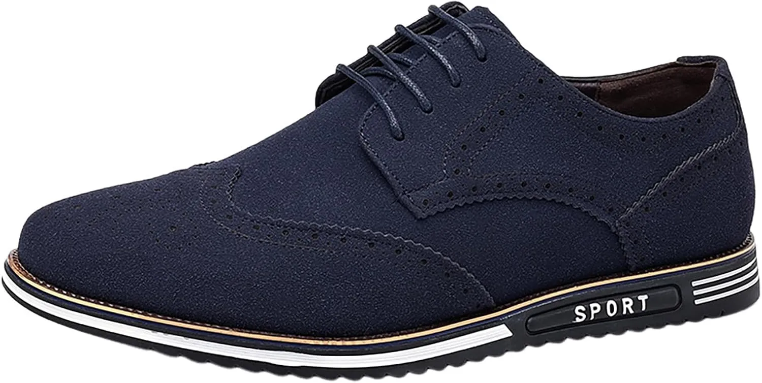 Men's Classic Suede Leather Lace Up Oxford Shoes Business Casual Dress Shoes for Men