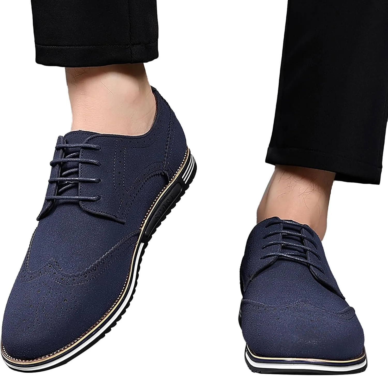 Men's Classic Suede Leather Lace Up Oxford Shoes Business Casual Dress Shoes for Men
