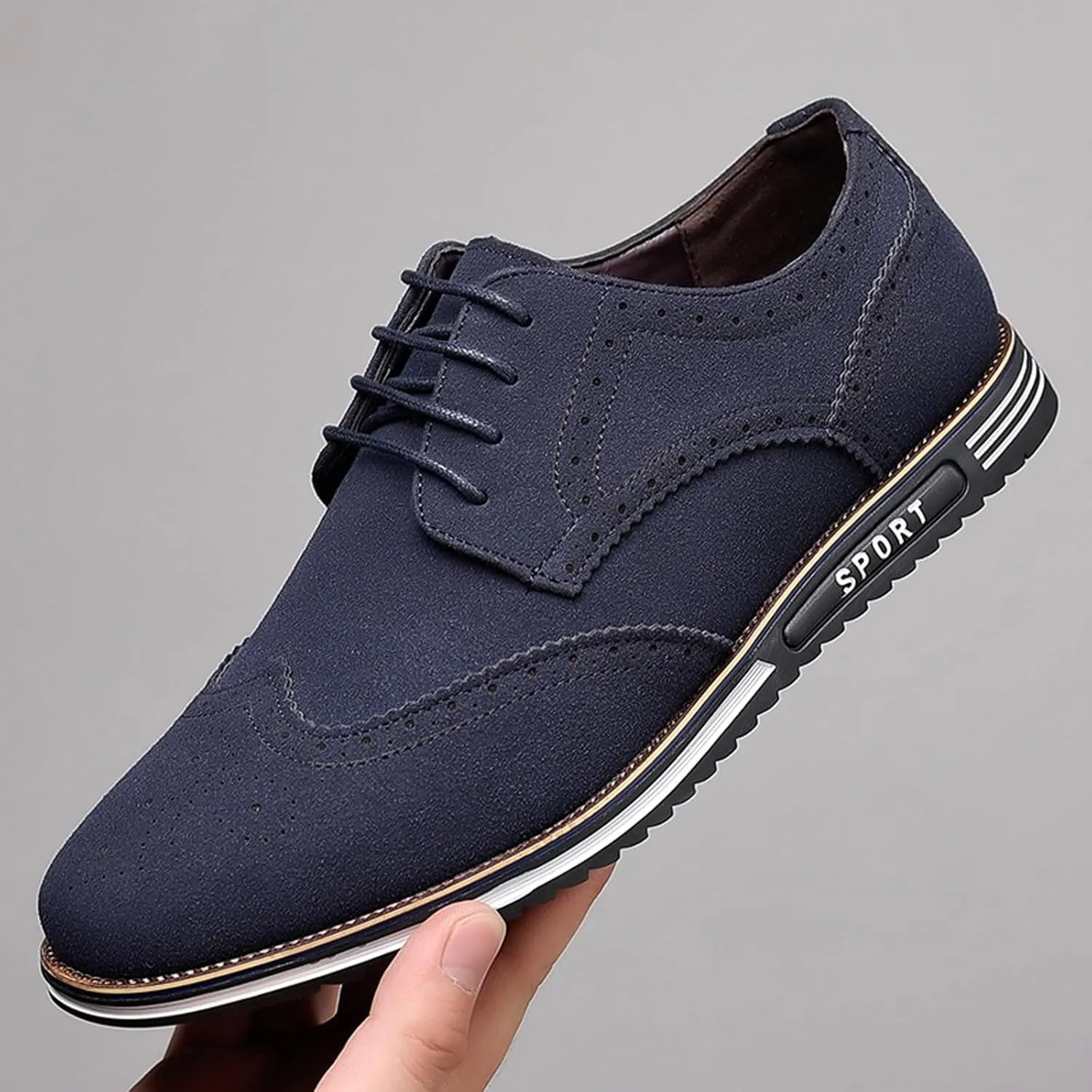 Men's Classic Suede Leather Lace Up Oxford Shoes Business Casual Dress Shoes for Men