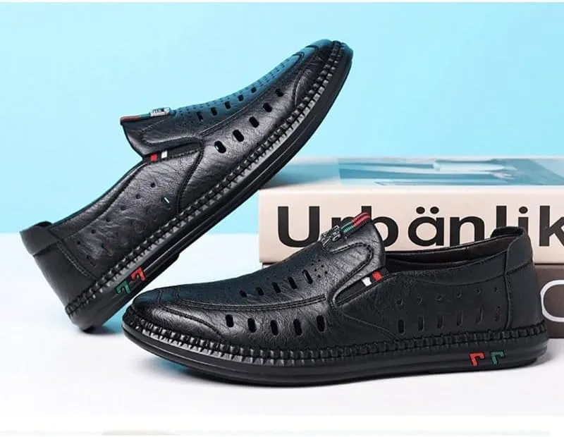 Men's Cutout Mesh Handmade Flat Casual Loafers Lightweight Slip on Mesh Moccasins Summer Breathable Driving Shoes Mens Commuter Slip-Resistant Lightweight Breathable Easy to Walk