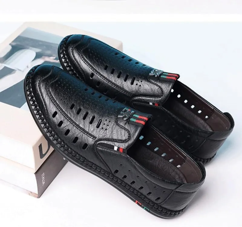 Men's Cutout Mesh Handmade Flat Casual Loafers Lightweight Slip on Mesh Moccasins Summer Breathable Driving Shoes Mens Commuter Slip-Resistant Lightweight Breathable Easy to Walk