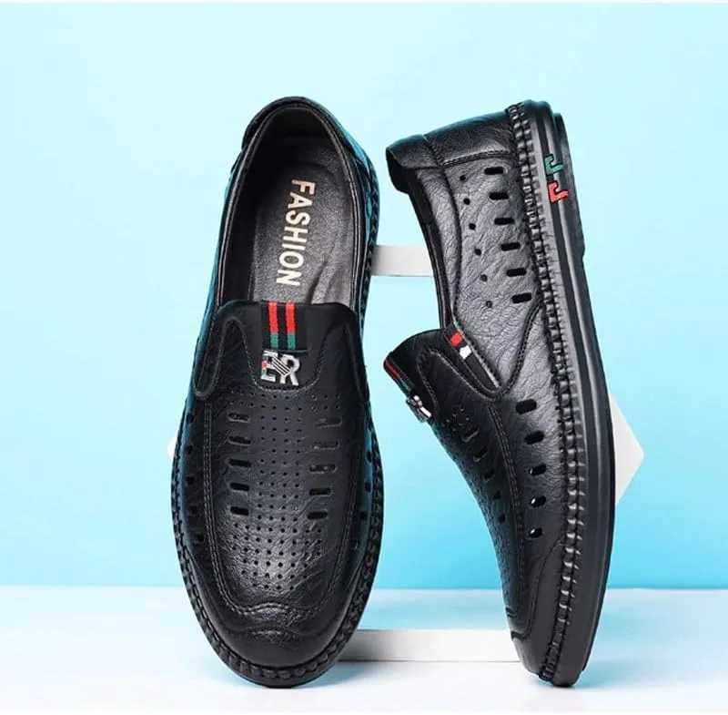 Men's Cutout Mesh Handmade Flat Casual Loafers Lightweight Slip on Mesh Moccasins Summer Breathable Driving Shoes Mens Commuter Slip-Resistant Lightweight Breathable Easy to Walk