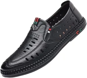 Men's Cutout Mesh Handmade Flat Casual Loafers Lightweight Slip on Mesh Moccasins Summer Breathable Driving Shoes Mens Commuter Slip-Resistant Lightweight Breathable Easy to Walk