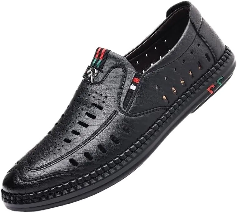 Men's Cutout Mesh Handmade Flat Casual Loafers Lightweight Slip on Mesh Moccasins Summer Breathable Driving Shoes Mens Commuter Slip-Resistant Lightweight Breathable Easy to Walk