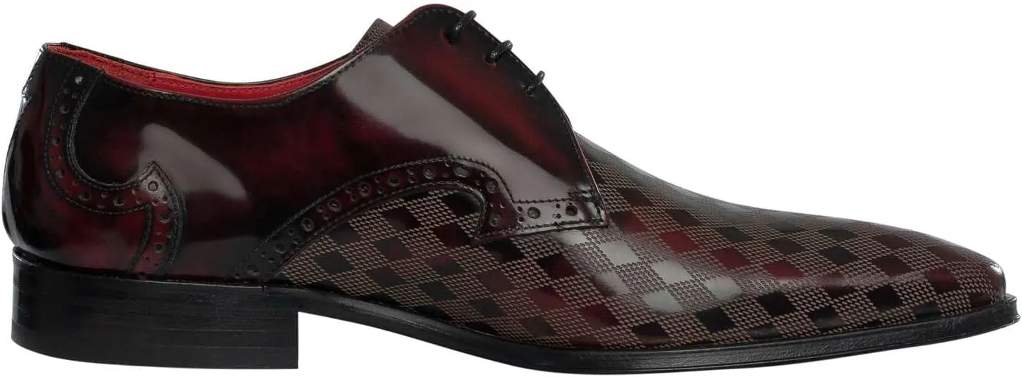 Men's Derby Leather Shoes, Burgundy
