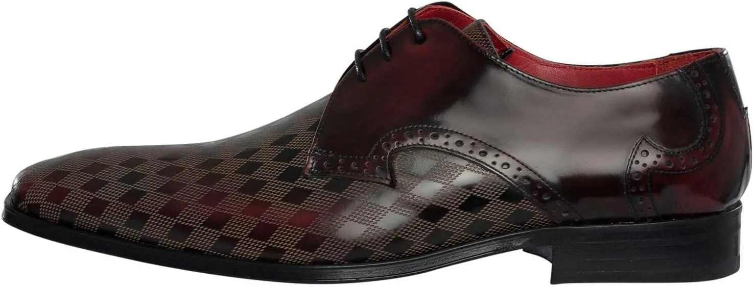 Men's Derby Leather Shoes, Burgundy