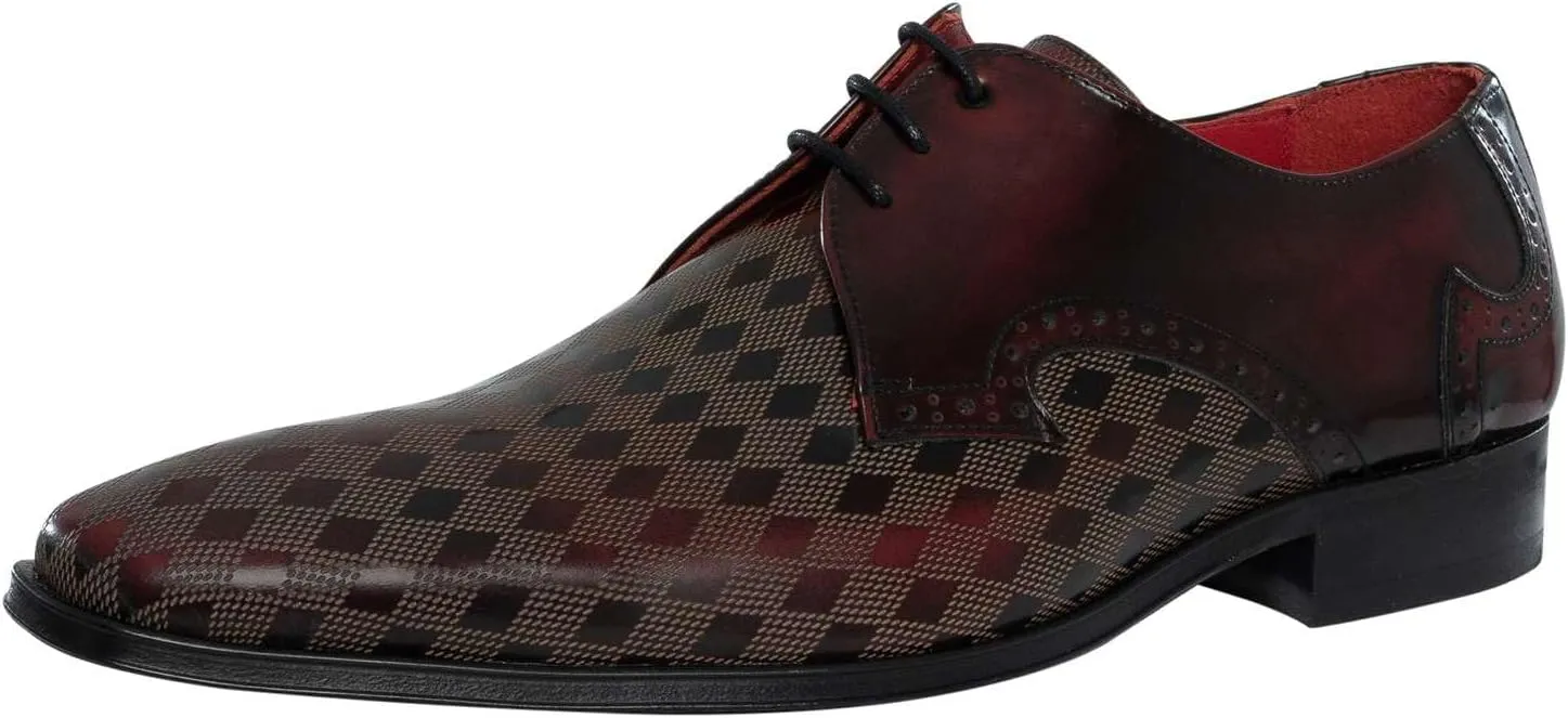 Men's Derby Leather Shoes, Burgundy