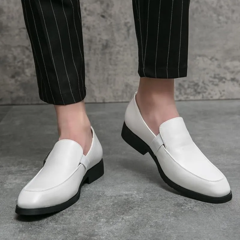 Mens Derby Shoes Outdoor Fashion Classic Pointed Toe Lace Up Low Top Leather Dress Shoes Classic Lace-up Shiny Patent Leather Dress Shoes(White,9.5)