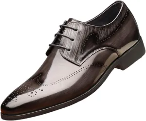 Mens Dress Oxford Shoes for Men Classic Wingtip Brogues Low Heel Lace-ups Formal Shoes for Office Business Wedding