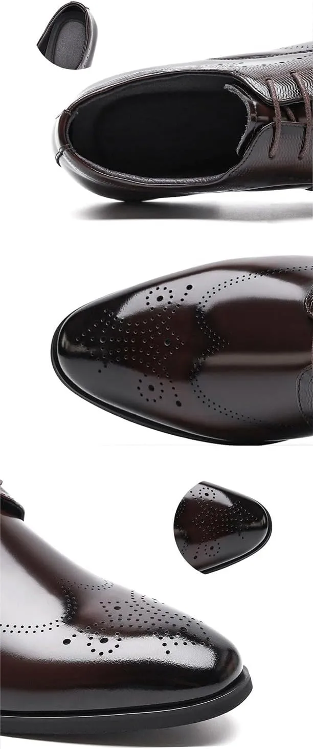 Mens Dress Oxford Shoes for Men Classic Wingtip Brogues Low Heel Lace-ups Formal Shoes for Office Business Wedding