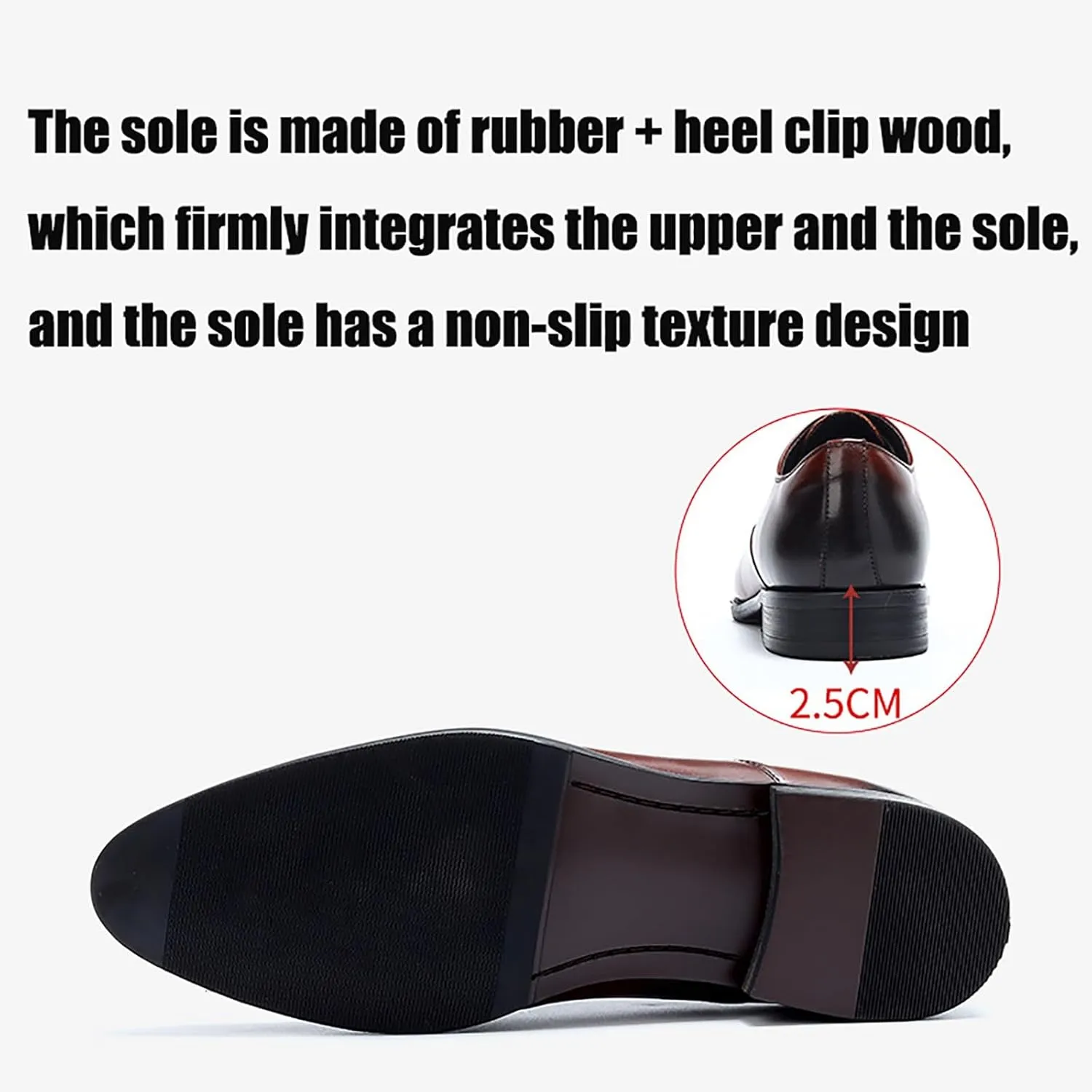 Men's Dress Shoes Business Formal Oxfords with Premium Leather Upper & Slip-Resistant Sole for Office, Wedding, Professional Events