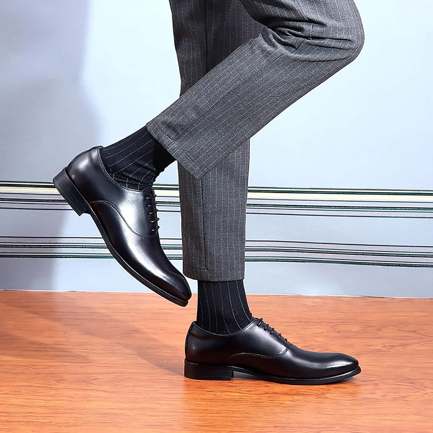 Men's Dress Shoes Business Formal Oxfords with Premium Leather Upper & Slip-Resistant Sole for Office, Wedding, Professional Events