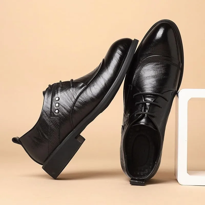 Men's Dress Shoes Casual Business Oxford Shoes for Men Slip On Pointed Toe Derbys Shoes