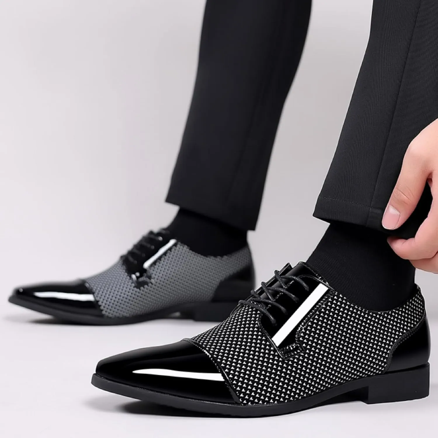 Men's Dress Shoes Casual Oxford Lace-up Shoes Business Formal Shoes Cap Toe Fashion Shoes