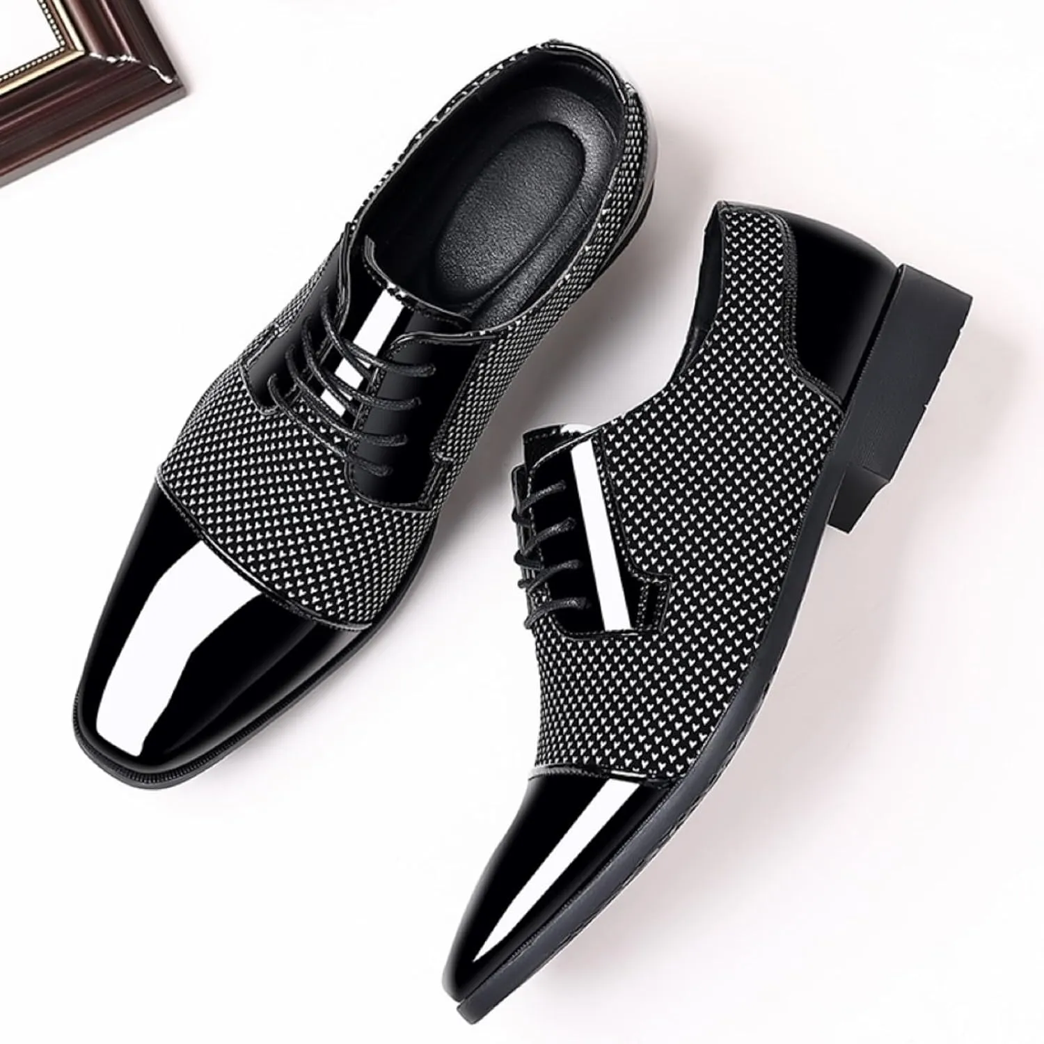 Men's Dress Shoes Casual Oxford Lace-up Shoes Business Formal Shoes Cap Toe Fashion Shoes