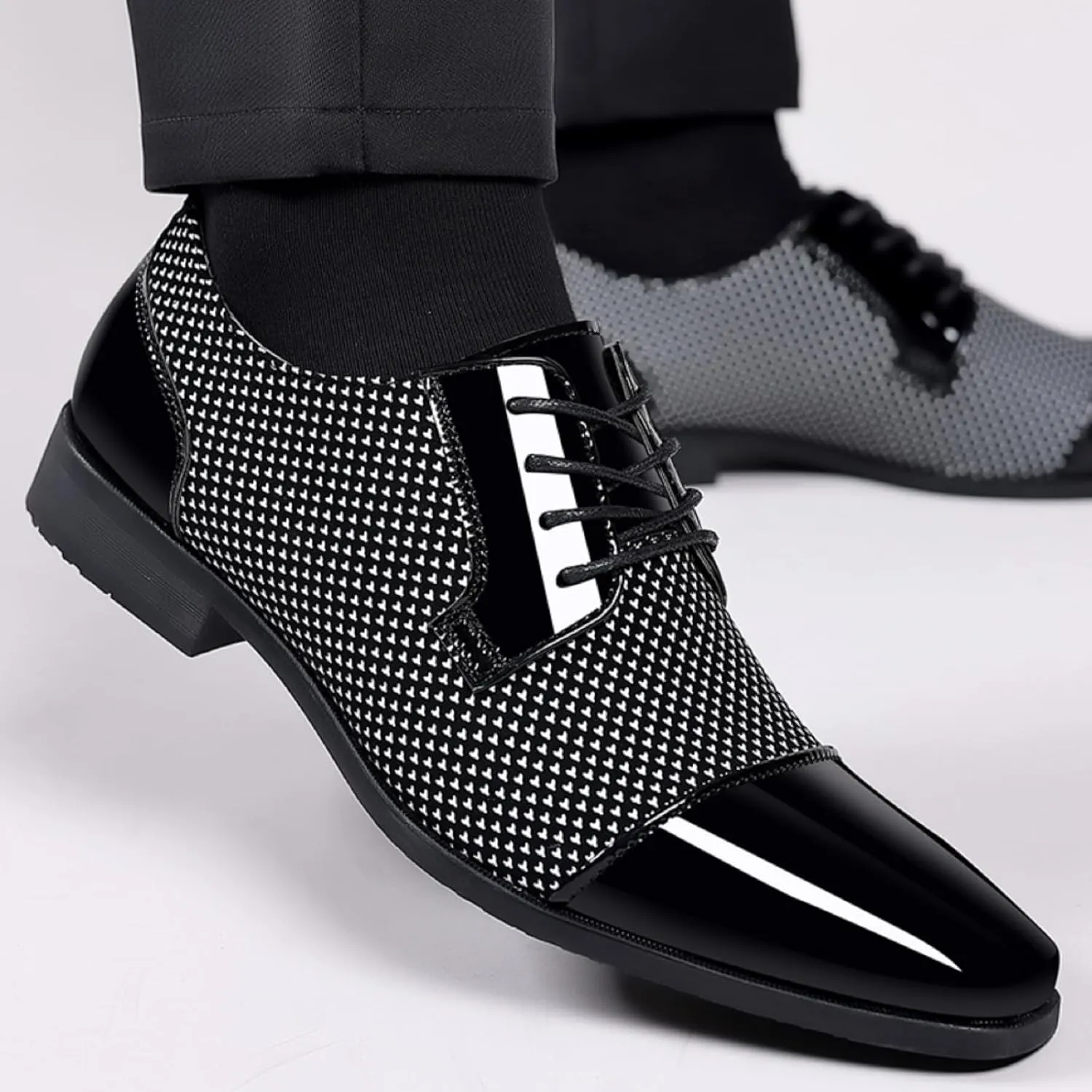 Men's Dress Shoes Casual Oxford Lace-up Shoes Business Formal Shoes Cap Toe Fashion Shoes