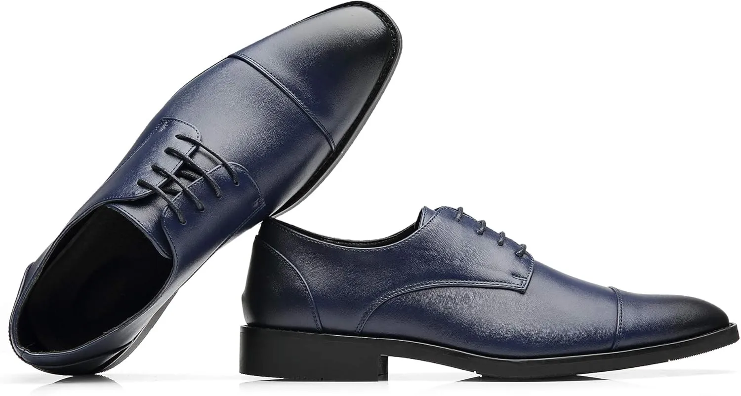 Mens Dress Shoes Classic Modern Formal Wingtip Cap-Toe Lace up Oxford Shoes