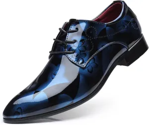 Men's Dress Shoes Fashion Floral Patent Leather Tuxedo Oxfords Formal Business Wedding Shoes Classic Suit Shoes