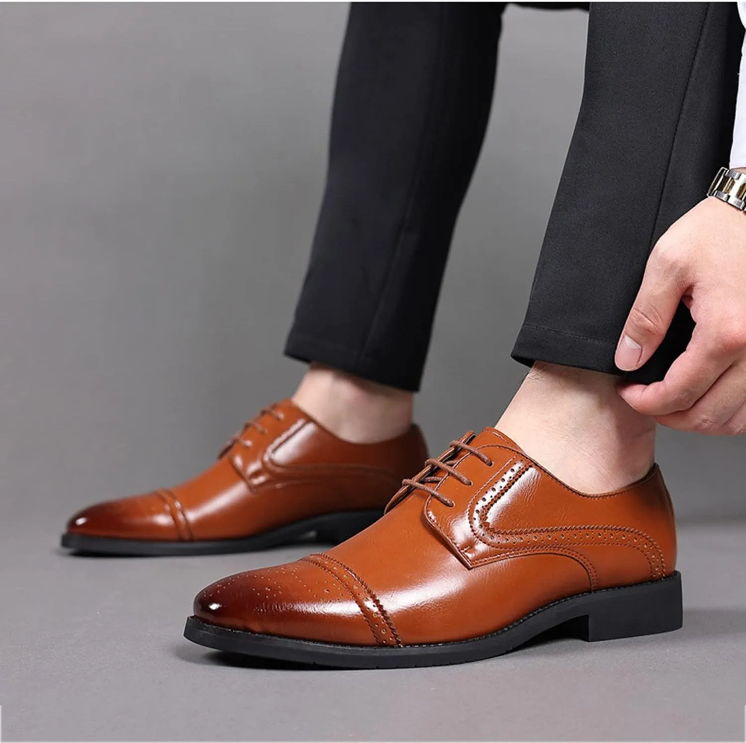 Men's Dress Shoes Lace-ups Formal Business Shoes Comfortable Brogues Derbys Oxford Shoes for Party and Wedding